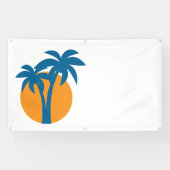 Palmen en oranje zon spandoek (Horizontaal)