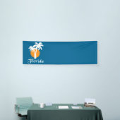 Palmen en oranje zon spandoek (Beurs)