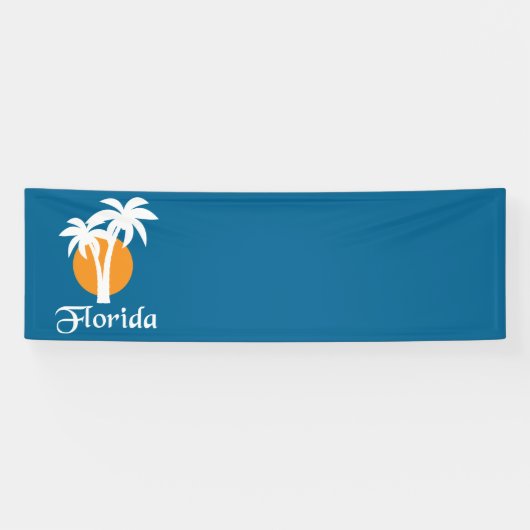 Palmen en oranje zon spandoek (Horizontaal)