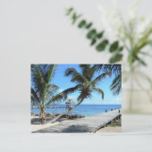 Palmen en pier in Belize Briefkaart (Staand voorkant)
