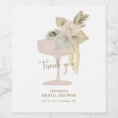 Palmen en Prosecco Bruidsshower Bedankt Wijn Etiket (Enkel label)