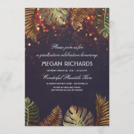 Palmen en String Lights Beach Afstuderen Kaart