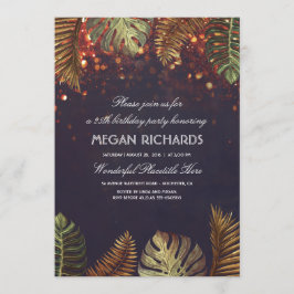 Palmen en String Lights Beach Verjaardagsfeestje Kaart