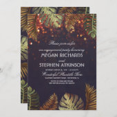 Palmen en String Lights Beach Verlovingsfeest Kaart (Voorkant / Achterkant)