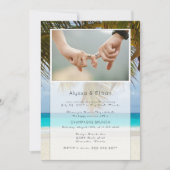 Palmen en Zee Fotohuwelijksaankondiging Kaart (Voorkant)