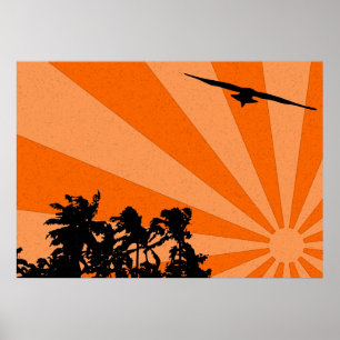 Palmen en zeemeeuwen Print
