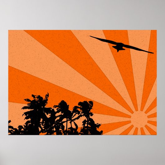 Palmen en zeemeeuwen Print (Voorkant)