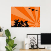 Palmen en zeemeeuwen Print (Thuiskantoor)