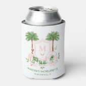 Palmen Flamingo Monogram Wapen Afstudeerfeest Blikjeskoeler (Blikje Voorkant)