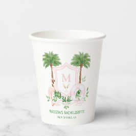 Palmen Flamingo Monogram Wapen Afstudeerfeest Papieren Bekers