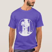 Palmen in cirkelvormige Silhouette Cool Travel Log T-shirt (Voorkant)