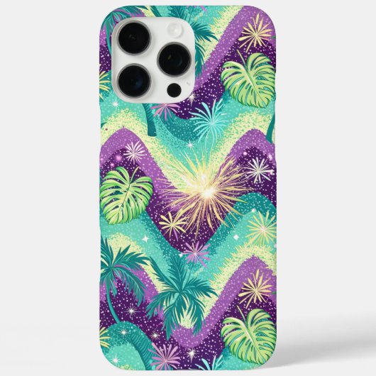 Palmen in groen en paarse Case-Mate iPhone case (Achterkant)