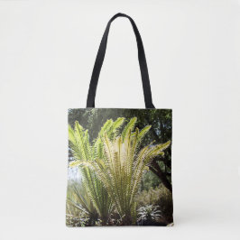 palmen met achtergrondverlichting tote bag