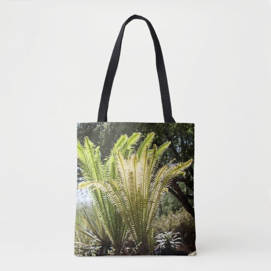 palmen met achtergrondverlichting tote bag (Voorkant)