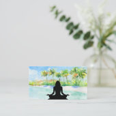 ** Palmen Ocean Mindfulness Meditatie Yoga Visitekaartje (Staand voorkant)