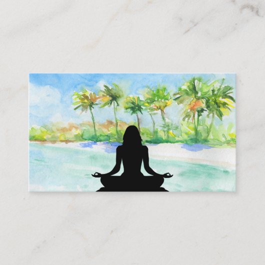 ** Palmen Ocean Mindfulness Meditatie Yoga Visitekaartje (Voorkant)