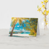 Palmen op een Mooie Zonsondergang Kaart (Gele Bloem)