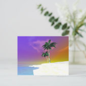 Palmen op wit briefkaart (Staand voorkant)