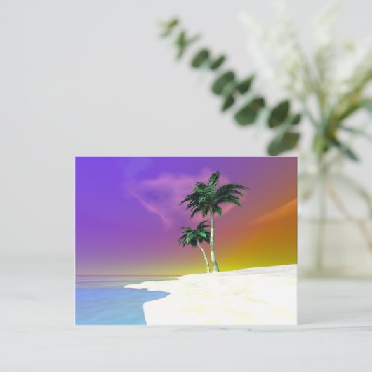 Palmen op wit briefkaart (Staand voorkant)