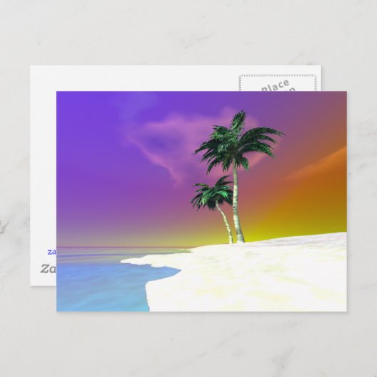 Palmen op wit briefkaart (Voorkant / Achterkant)