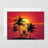 Palmen op zonsondergang aankondigingskaart (Voorkant / Achterkant)