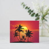 Palmen op zonsondergang aankondigingskaart (Staand voorkant)