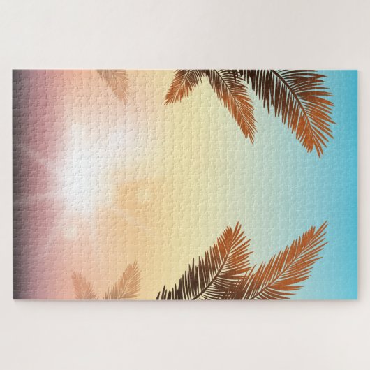 palmen op zonsondergang legpuzzel (Horizontaal)