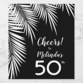 Palmen op zwart, aangepast wijn etiket (Enkel label)