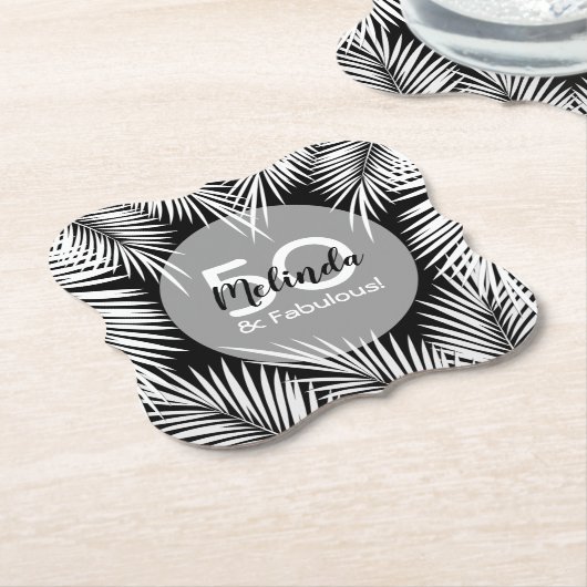 Palmen op zwarte tropische dag kartonnen onderzetters (Gekanteld)