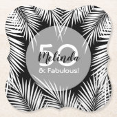 Palmen op zwarte tropische dag kartonnen onderzetters (Voorkant)