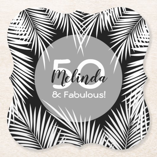 Palmen op zwarte tropische dag kartonnen onderzetters (Voorkant)