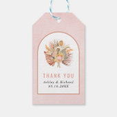 Palmen, pampas gras zacht roze Dank je bruiloft Cadeaulabel (Achterkant)