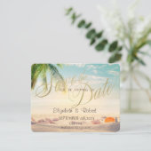 Palmen Schelpen Strand Bruiloft Bewaar De Datum Save The Date (Staand voorkant)