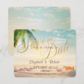 Palmen Schelpen Strand Bruiloft Bewaar De Datum Save The Date (Voorkant / Achterkant)