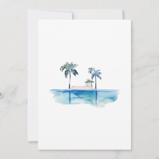 Palmen, strandhuis, String Lights Pensioenfeest Kaart (Achterkant)