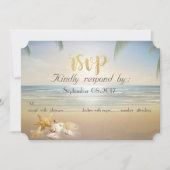 Palmen Sunset Beach Schelpen RSVP Kaart (Voorkant)