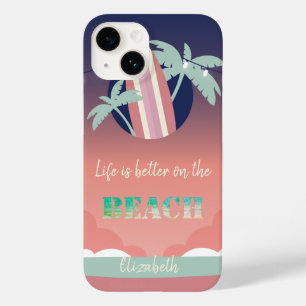 Palmen, Surfplank, Lichtslingers Strand Case-Mate iPhone 14 Hoesje