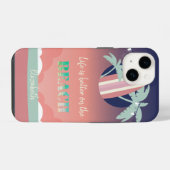 Palmen, Surfplank, Lichtslingers Strand iPhone Hoesje (Achterkant horizontaal)