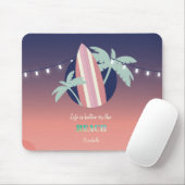 Palmen, Surfplank, Lichtslingers Strand Muismat (Met muis)