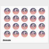 Palmen, Surfplank, Lichtslingers Strand Ronde Sticker (Vel)