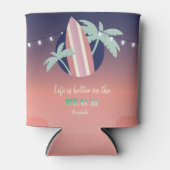 Palmen, surfplank, String Lights Beach Blikjeskoeler (Voorkant)