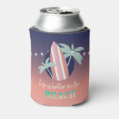 Palmen, surfplank, String Lights Beach Blikjeskoeler (Blikje Achterkant)