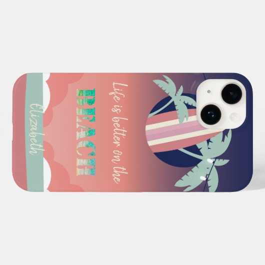 Palmen, surfplank, String Lights Beach Case-Mate iPhone Case (Achterkant (horizontaal))