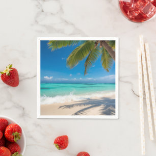 Palmen Tropisch Paradijs Aqua Oceaan Strand Vakant Servet