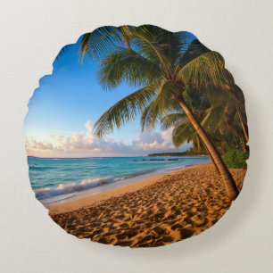 Palmen Tropisch Strand Zonsondergang Rond Kussen