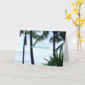 Palmen van de Gelukkige Verjaardag van Hawaï Kaart (Gele Bloem)
