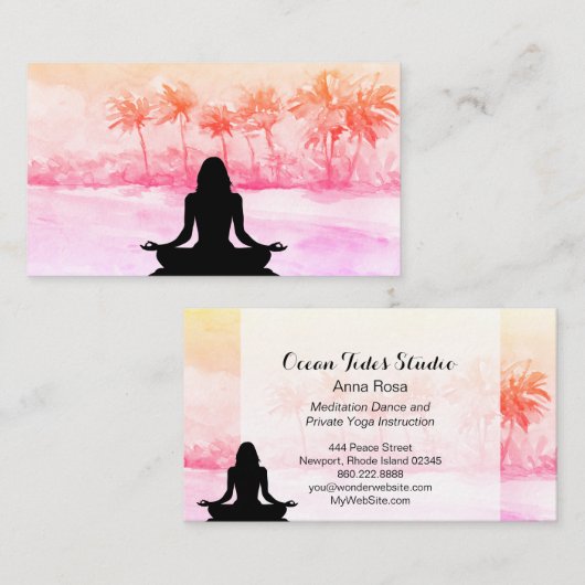 ** Palmen Zee Ocean Mindfulness Meditatie Yoga Visitekaartje (Voorkant / Achterkant)
