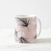 Palmen Zwart Wit Aardetoon Roze Koffiemok (Voorkant rechts)