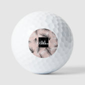 Palmen Zwart Wit Aardetoon Roze Monogram Golfballen (Voorkant)