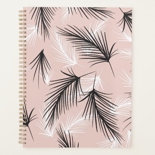 Palmen Zwart Wit Aardetoon Roze Planner (Voorkant)